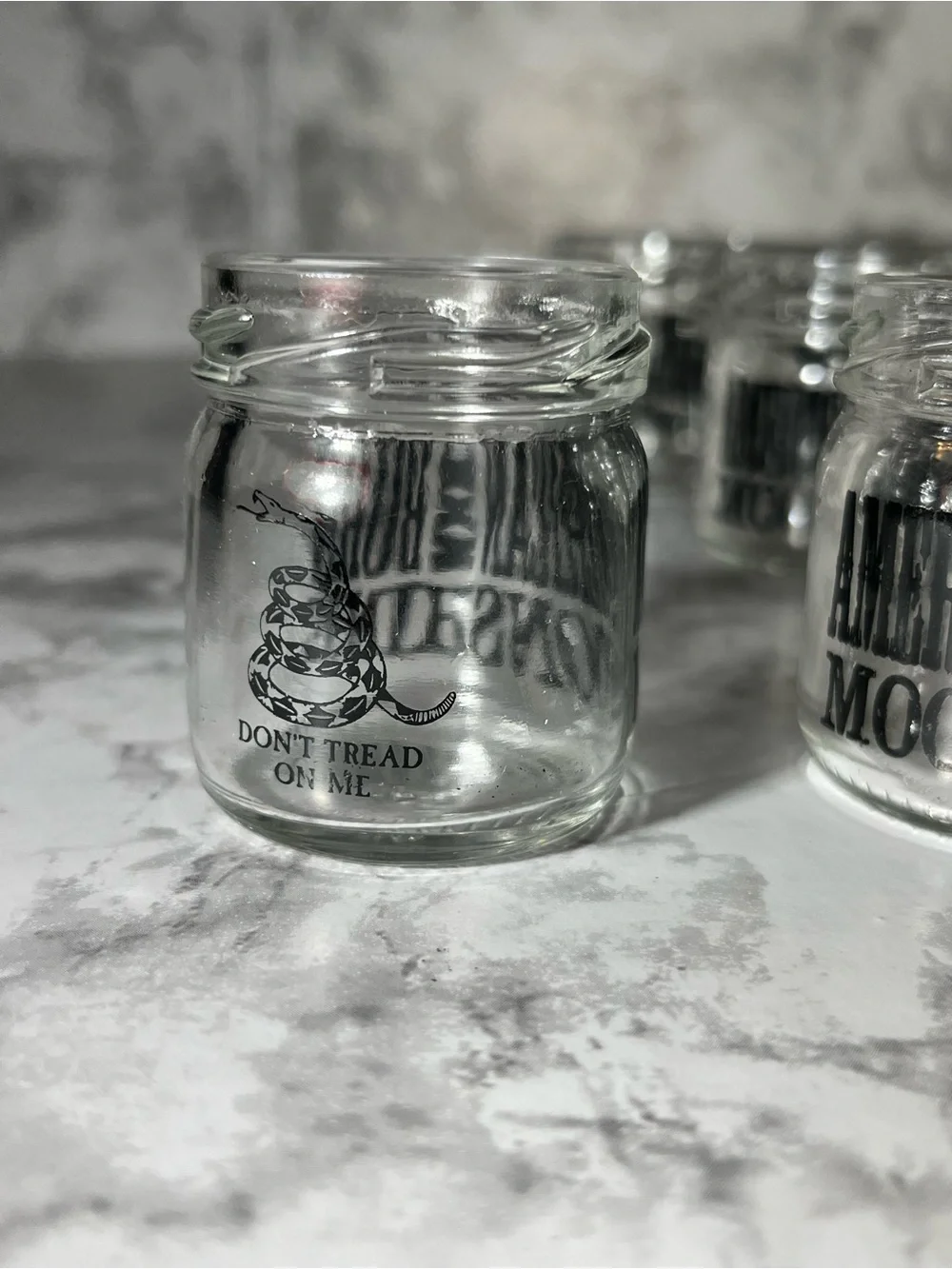American Born Moonshine Mini Glass Jars Set of 12
